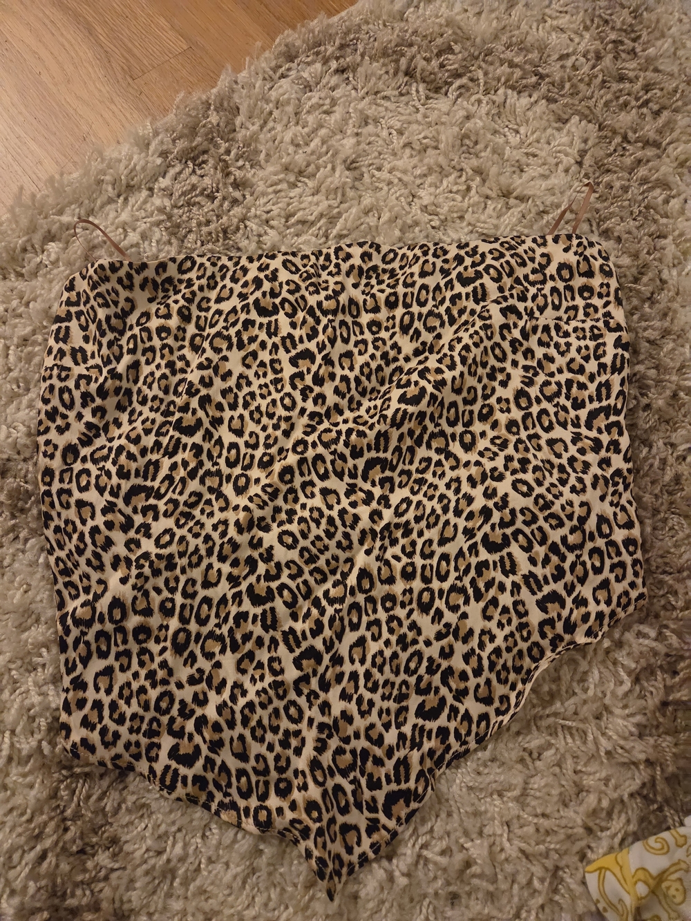 Anthropologie Leopard Print Satin Tube Top in Tan and Black